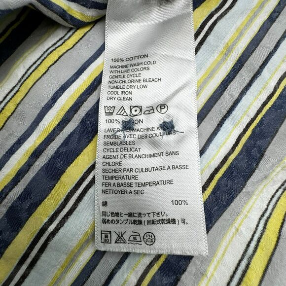 TOMMY BAHAMA | Men's XL Button Up Shirt White Blue Yellow Vertical Stripe Floral - Picture 10 of 11